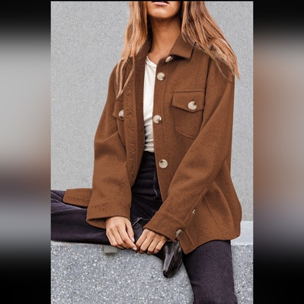 Cozy Oversized Brown Shirt Jacket – Size XXL – NWT - Picture 2 of 8